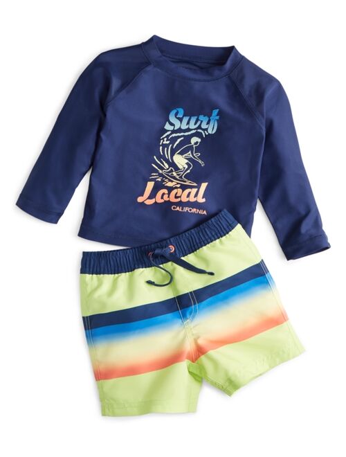 First Impressions Baby Boys 2-Pc. Surf Local Rash Guard & Swim Trunks Set, Created for Macy's