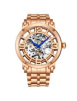 Men's Rose Gold Stainless Steel Bracelet Watch 44mm
