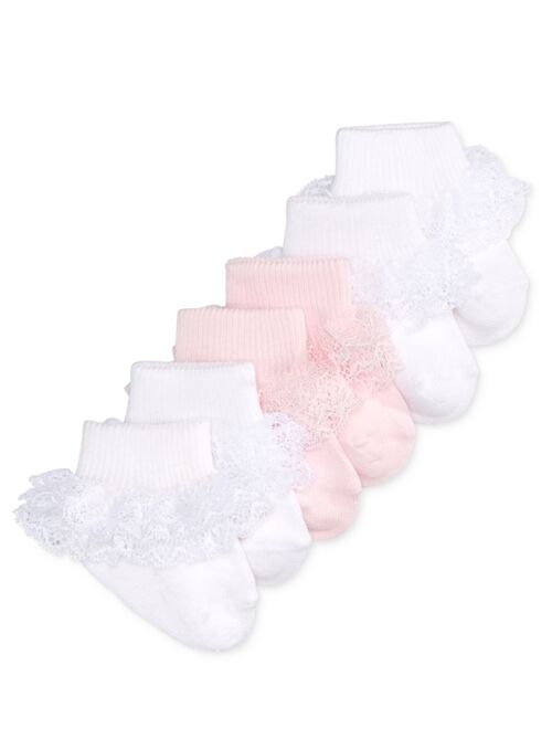 First Impressions Baby Girls 3-Pack Lace Anklet Low-Cut Socks, Created for Macy's