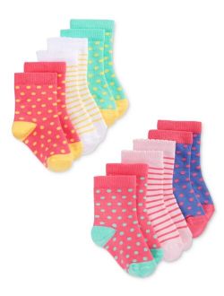 Baby Girls 6-Pack Print & Dot Crew Socks, Created for Macy's