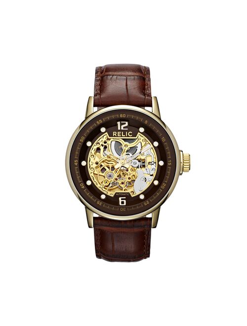 Fossil Men's Automatic Leather Skeleton Watch