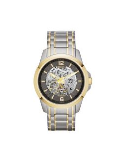 Men's Two Tone Stainless Steel Automatic Skeleton Watch