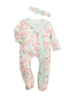 Baby Girls Avery 2-Pc. Floral-Print Footed Coveralls & Headband Set, Created for Macy's