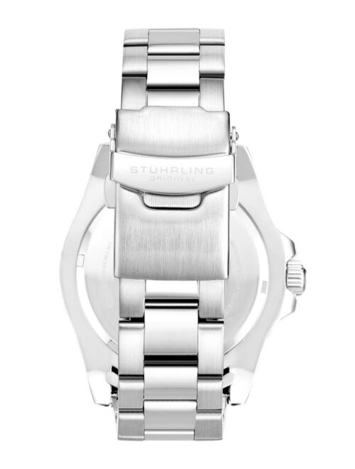 Stuhrling Men's Quartz Diver Silver-Tone Link Bracelet Watch 42mm