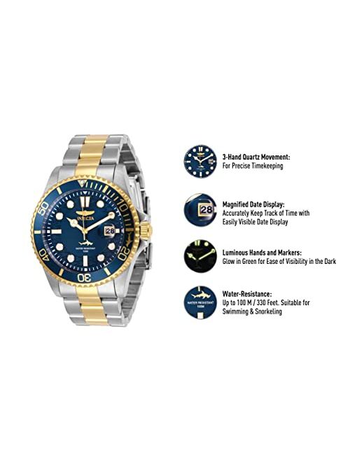 Invicta Men's Pro Diver Quartz Watch with Stainless Steel Strap, Two-Tone, 22 (Model: 30021)