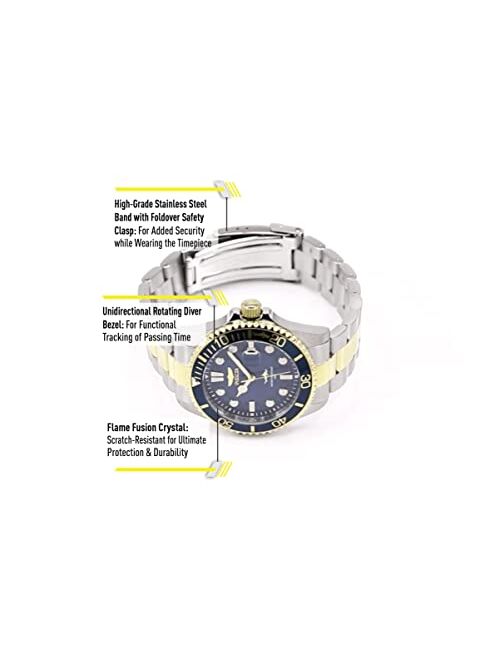 Invicta Men's Pro Diver Quartz Watch with Stainless Steel Strap, Two-Tone, 22 (Model: 30021)