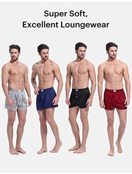 LilySilk Silk Boxers Mens Breathable Real Mulberry Underwear 6A Grade Royal Shorts Combo Pack, Silk Sleep Lounge Bottoms