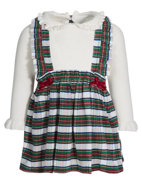 First Impressions Baby Girls 2-Pc. Sweater & Tartan Pinafore Set, Created by Macy's