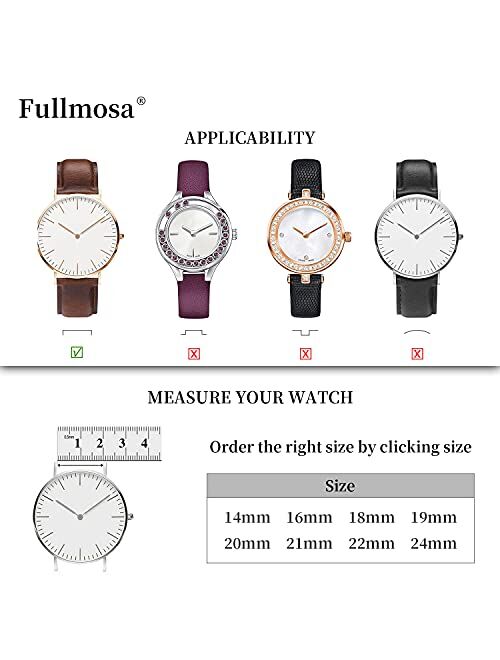 9 Colors for Quick Release Leather Watch Band, Fullmosa LitChic Genuine Leather Watch Strap 14mm, 16mm, 18mm, 19mm, 20mm, 21mm, 22mm or 24mm