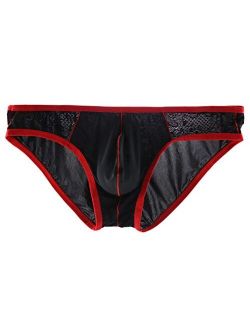 WINDAY Men Briefs Lace Silk Low Rise Bikini Briefs and Breathable Underwear B162