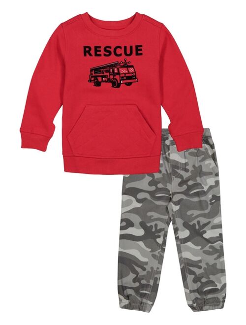 Kids Headquarters Toddler Boys Fleece Pullover Sweater and Jogger Set, 2 Piece