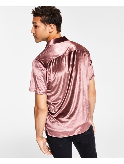 INC International Concepts Men's Regular-Fit Velvet Camp Shirt, Created for Macy's