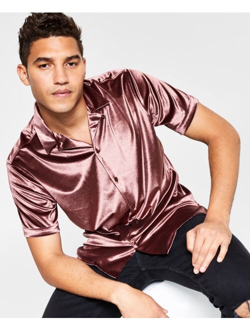 INC International Concepts Men's Regular-Fit Velvet Camp Shirt, Created for Macy's
