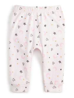 Baby Girls Cotton Ruffle-Trim Love Stars Jogger Pants, Created for Macy's