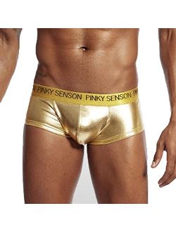 Longyy Men's Sexy Low Rise shinny Boxer Briefs Fly Front with Pouch Comfort Soft Stretch Trunks Athletic Underwear