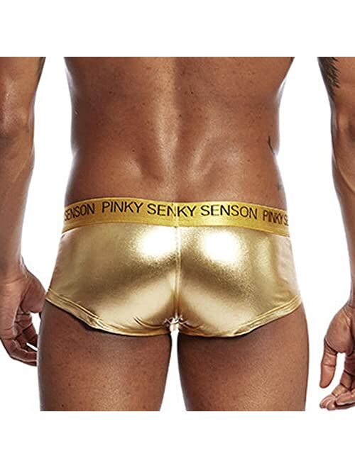 Longyy Men's Sexy Low Rise shinny Boxer Briefs Fly Front with Pouch Comfort Soft Stretch Trunks Athletic Underwear