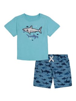 Blue Shark Tee & Shorts - Boys