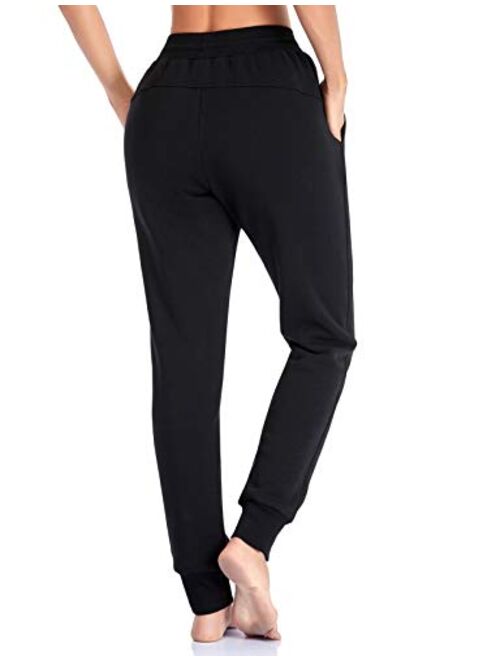 FIRST WAY Women's Thermal Jogger Sweatpants with Pocket Tapered Active Pants for Winter Fleece Lined
