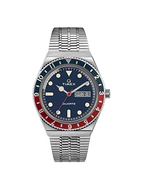 Timex 38 mm Q Timex Reissue Stainless Steel Case Blue Dial Stainless Steel Bracelet