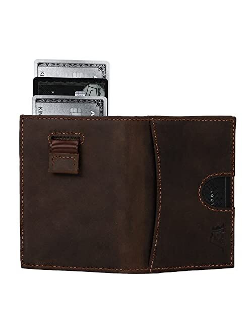Kings Loot Full Grain Leather Front Pocket Wallet for Men – Slim RFID Blocking Classic Bifold Handmade Minimalist – Holds 10-12 Cards(Classy Brown- Bifold Wallet)…