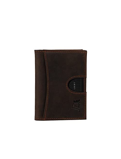 Kings Loot Full Grain Leather Front Pocket Wallet for Men – Slim RFID Blocking Classic Bifold Handmade Minimalist – Holds 10-12 Cards(Classy Brown- Bifold Wallet)…
