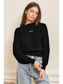 Lovely Embrace Black Cutout Sweater Top