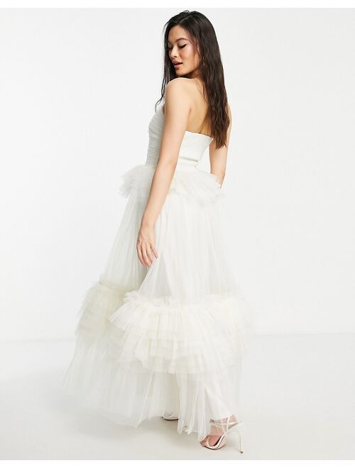 Lace & Beads Bridal extreme tulle maxi dress in ivory