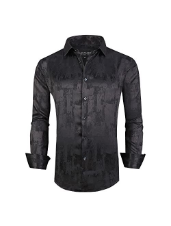 Alex Vando Mens Nightclub Printed Dress Shirts Non-Iron Regular Fit Party Button Down Shirt
