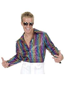 Charades Men's Rainbow Swirl Disco Shirt