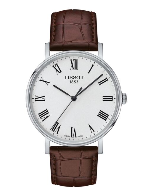 Tissot Everytime Desire 316L Stainless Steel case Swiss Quartz Dress Watch with Leather Strap, Brown, 19 (Model: T1094101603300)