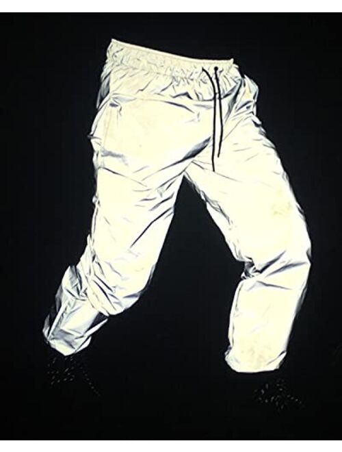 Anlydia Night Club Metallic Hologram Shiny Pants Party Trousers