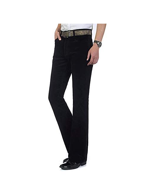 HAORUN Men Corduroy Bell Bottom Flares Pants Slim Fit 60s 70s Vintage Bootcut Trousers