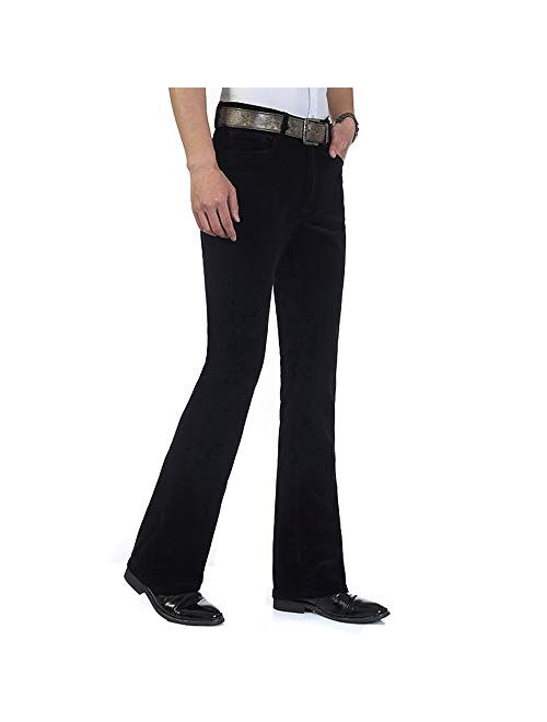 HAORUN Men Corduroy Bell Bottom Flares Pants Slim Fit 60s 70s Vintage Bootcut Trousers