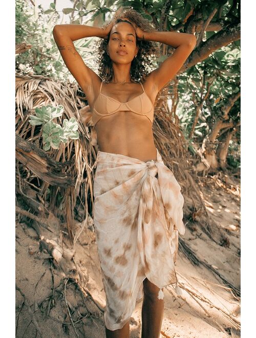 Lulus At the Beach Ivory Tie-Dye Scarf