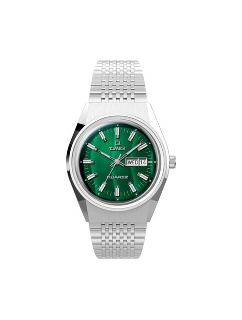 Timex Men's Q Falcon Eye Silver-Tone Stainless Steel Bracelet Watch 38 mm