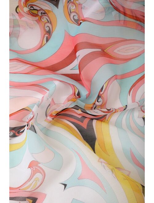 Lulus Beautifully Beachy White Multi Print Sarong Scarf