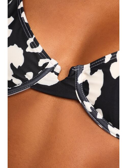 Lulus Yacht Club Black Leopard Print Underwire Bikini Top