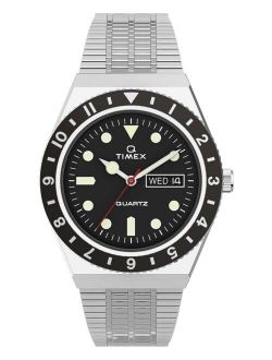 Men's Q Diver Inspired Silver-Tone Stainless Steel Bracelet Watch 38mm