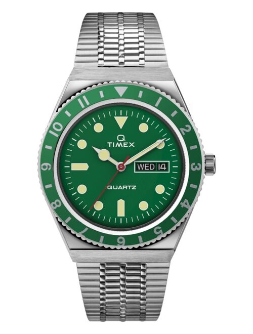 Timex Men's Q   Reissue Silver-Tone Stainless Steel Bracelet Watch 38 mm