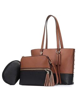 JOSEKO Fashion Tote Shoulder bags Crossbody Bags Top Handle Satchel Hobo 3pcs Purse Set