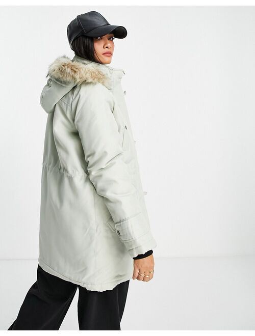 Vero Moda parka with faux fur lined hood in gray