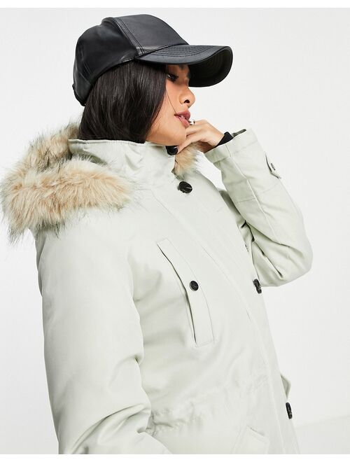 Vero Moda parka with faux fur lined hood in gray