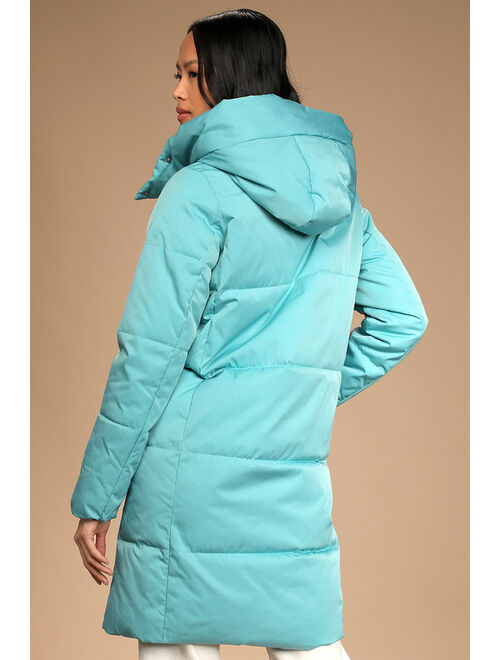Vero Moda Stella Light Blue Hooded Long Puffer Jacket