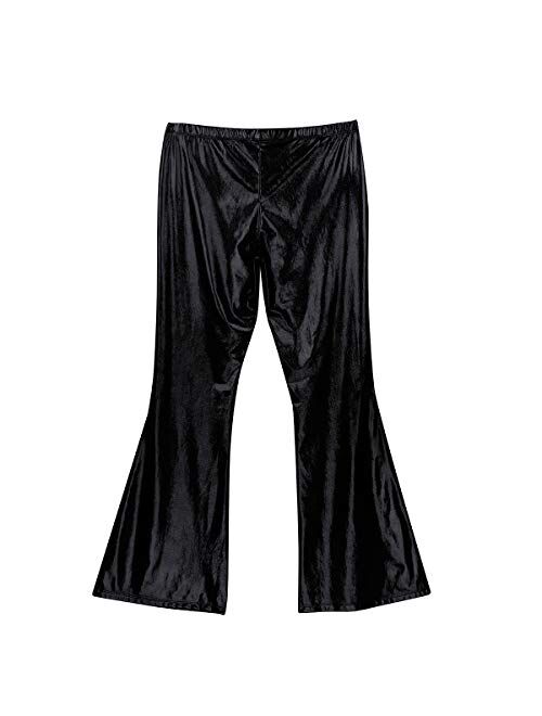 vastwit Men's Adult Shiny Metallic Patent Leather 70s Disco Pants Bell Bottom Leggings Trousers