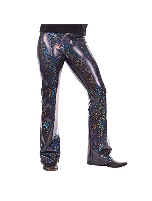 Revolver Fashion / Funstigators Festival Clothing: Men's Holographic Flared Disco Legging Pants - Made in USA