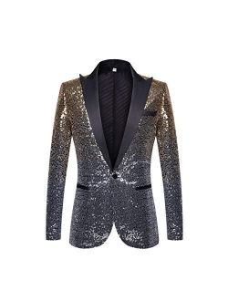 PYJTRL Men Fashion Gradual Change Color Sequins Suit Jacket