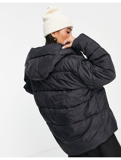 Vero Moda padded coat with hood in black
