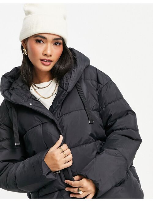 Vero Moda padded coat with hood in black