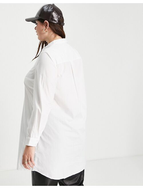 Vero Moda Curve longline shirt in white