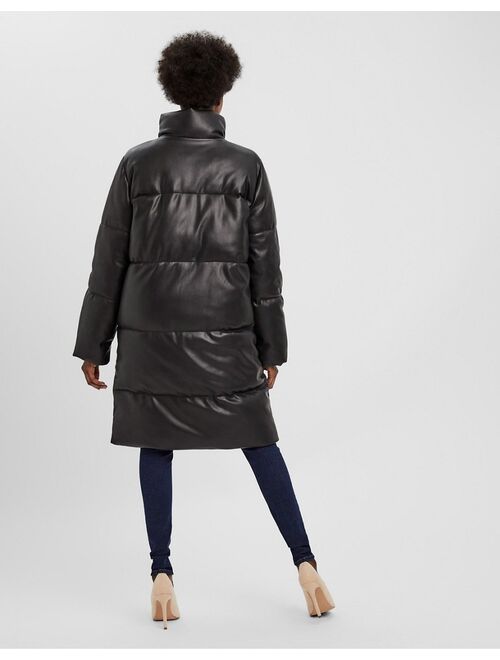 Vero Moda coated padded coat in black